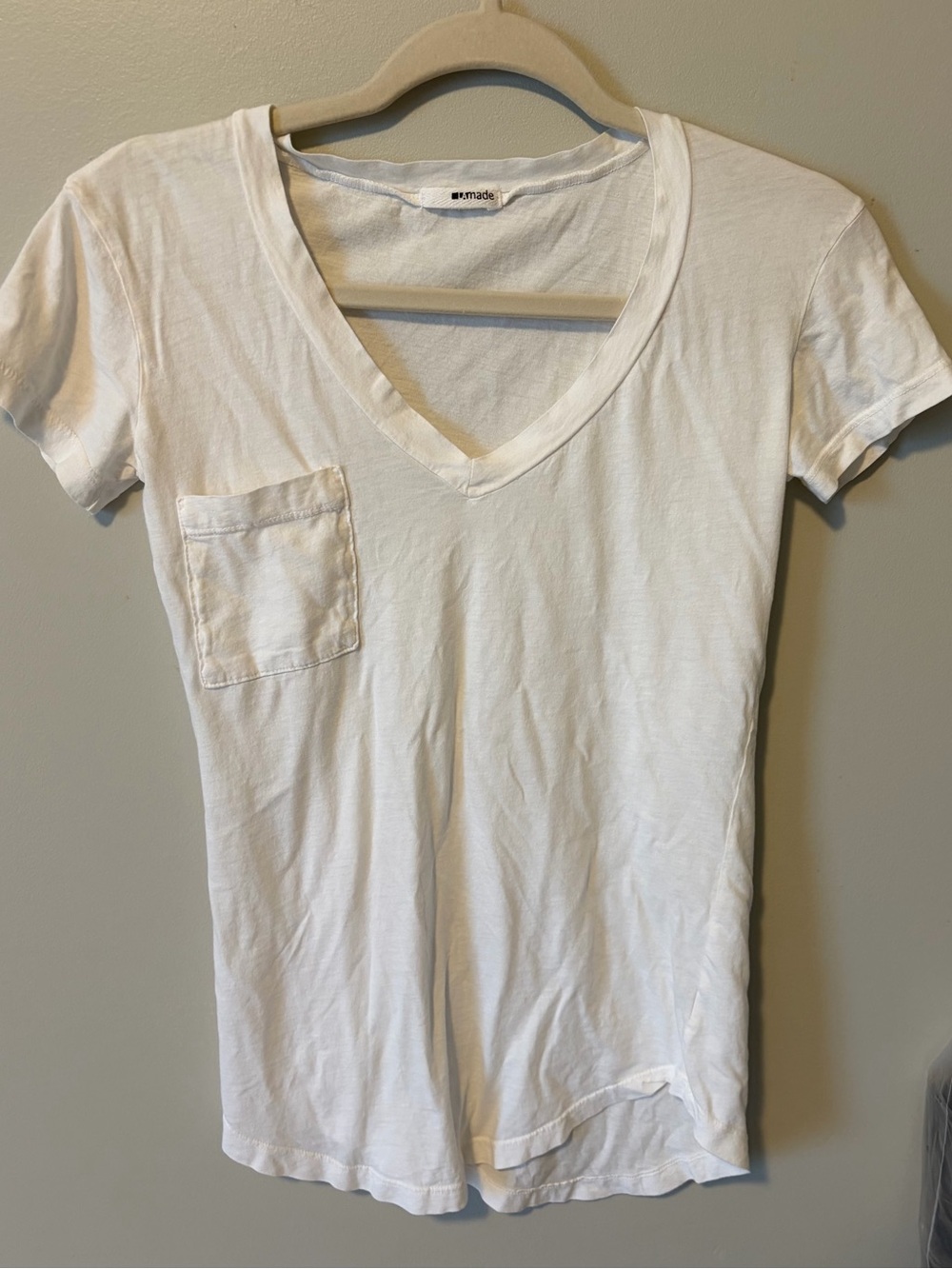 LA Made White V-Neck Pocket Tee